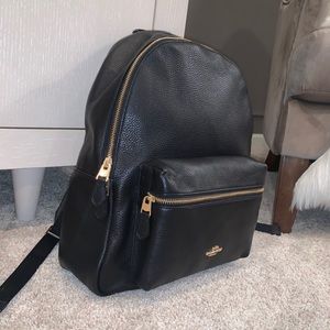 Coach Pebbled Leather Backpack Black